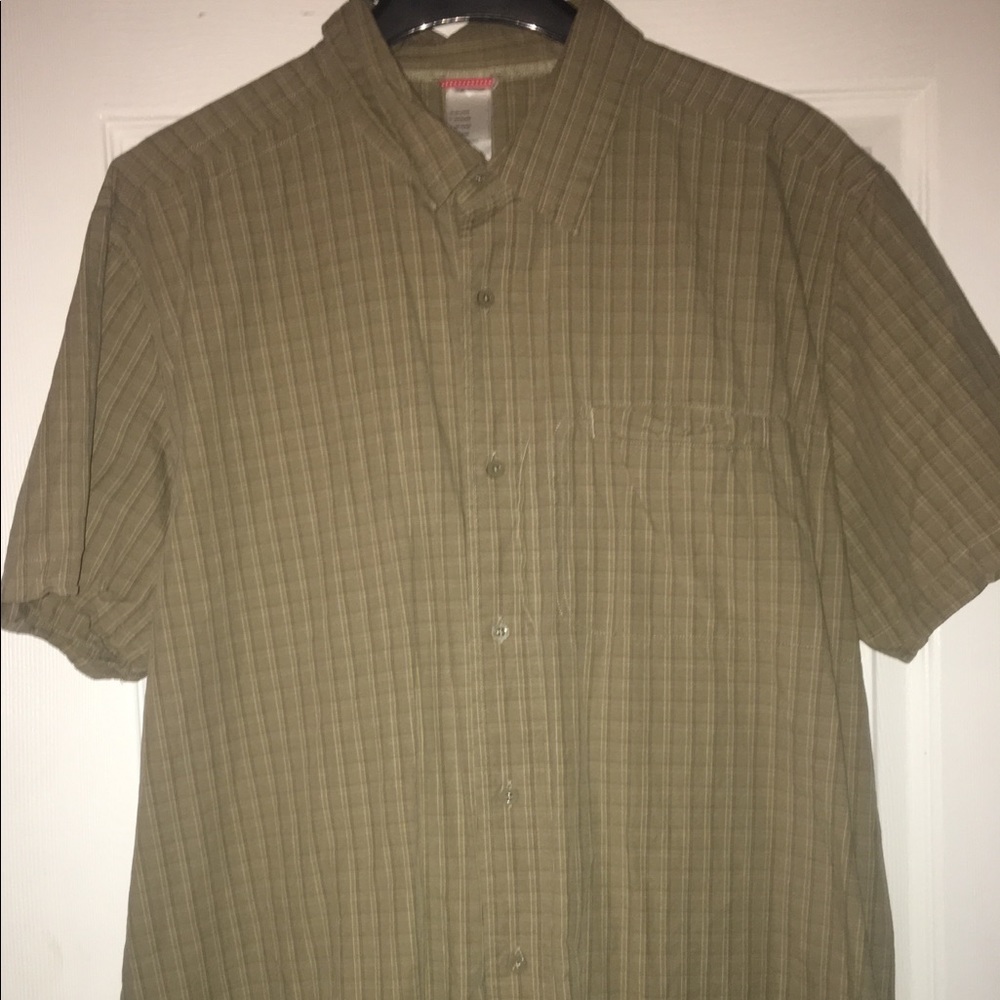 Tan Plaid button down shirt